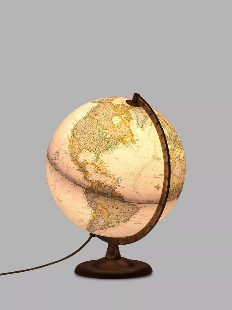 National Geographic illuminated antique style gold globe with 30cm sphere, imported from the UK