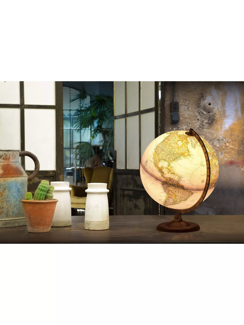 National Geographic illuminated antique style gold globe with 30cm sphere, imported from the UK