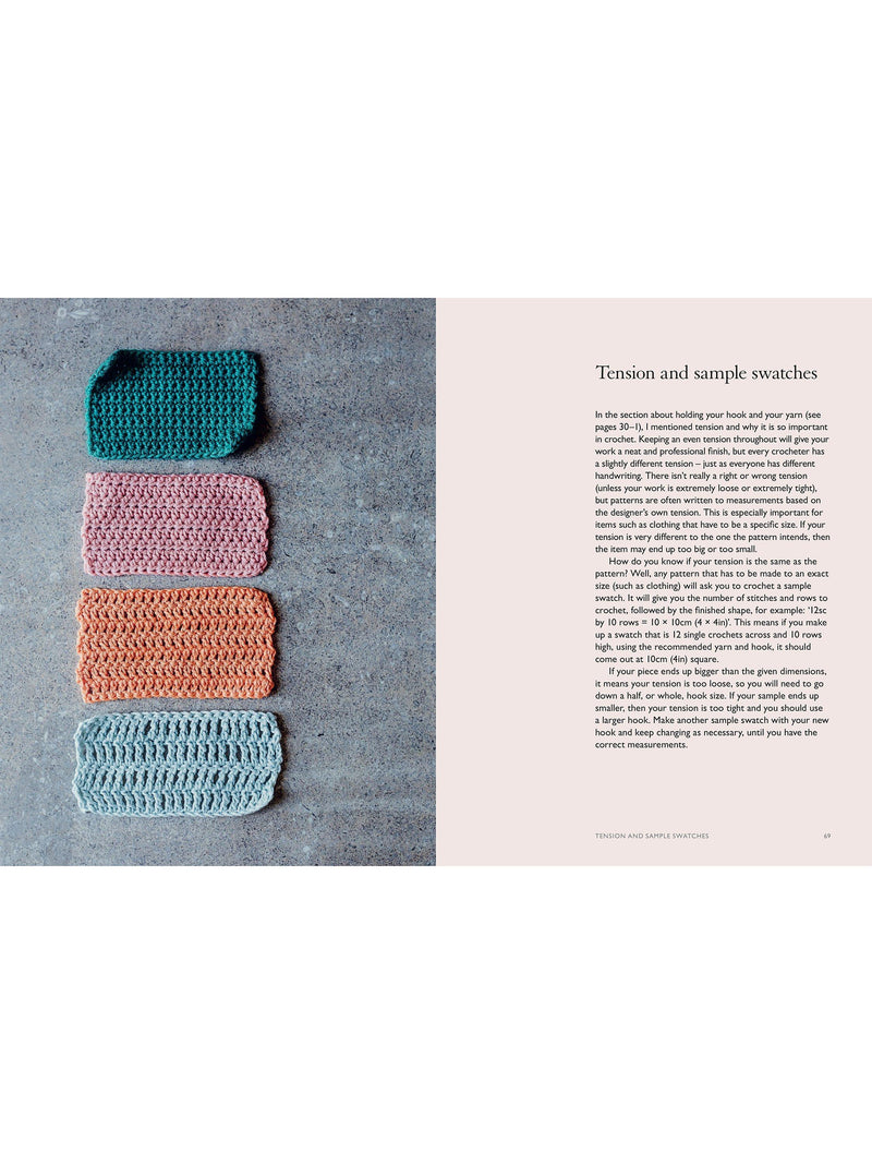 Crochet beginner book with illustrations and 15 projects (British brand)