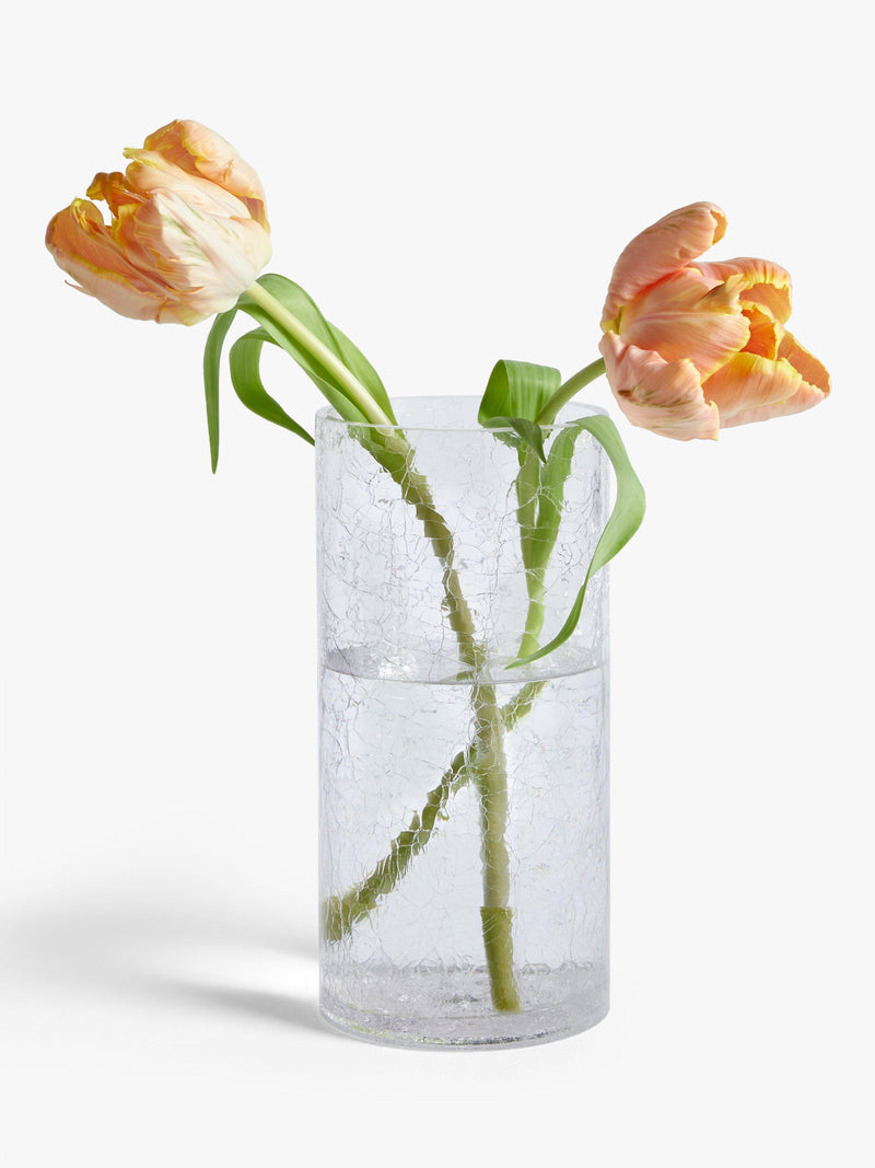John Lewis ANYDAY Crackle Cylinder Vase Clear, UK version