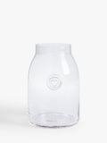 Clear Hand-Blown Glass Jam Jar Vase with Heart Seal, 22 cm Height