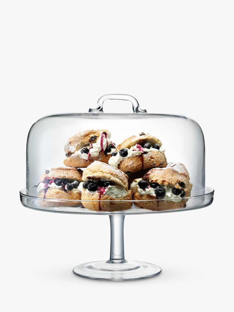 LSA International clear glass domed cake stand 34.5cm (British brand)