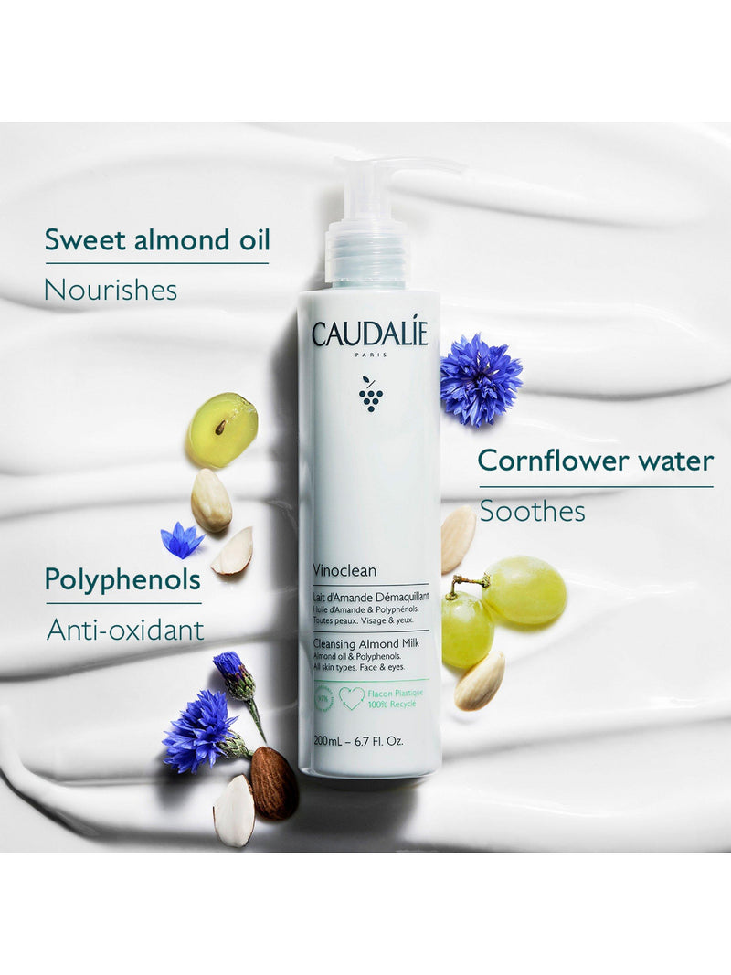 Caudalie gentle cleansing almond milk 200ml, imported from the UK