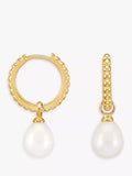 Dower & Hall drop earrings with freshwater pearl charm and 1.5cm hoop, UK version