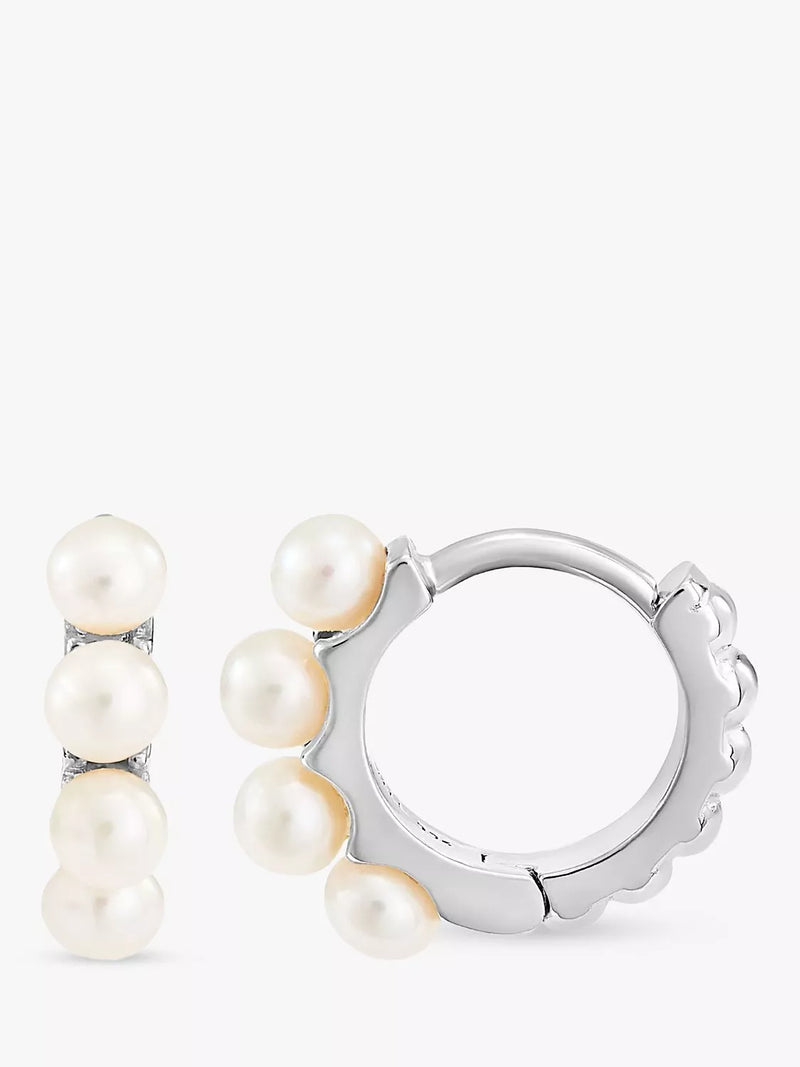 Dower & Hall silver pearl hoop earrings (British brand)