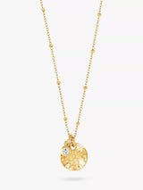 John Lewis Dower & Hall Textured Round Charm and Sapphire Twinkle Pendant Necklace, 46cm- Buy online at McGrocer