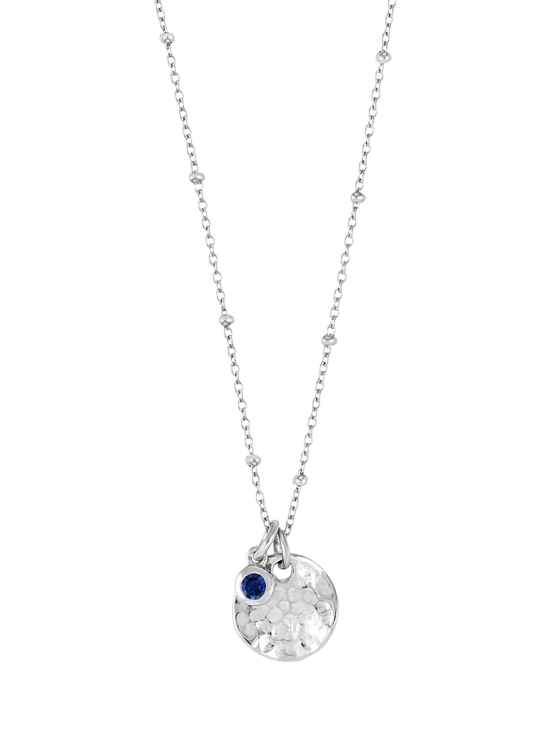 Dower & Hall Textured Round Charm and Sapphire Twinkle Pendant Necklace, 46cm