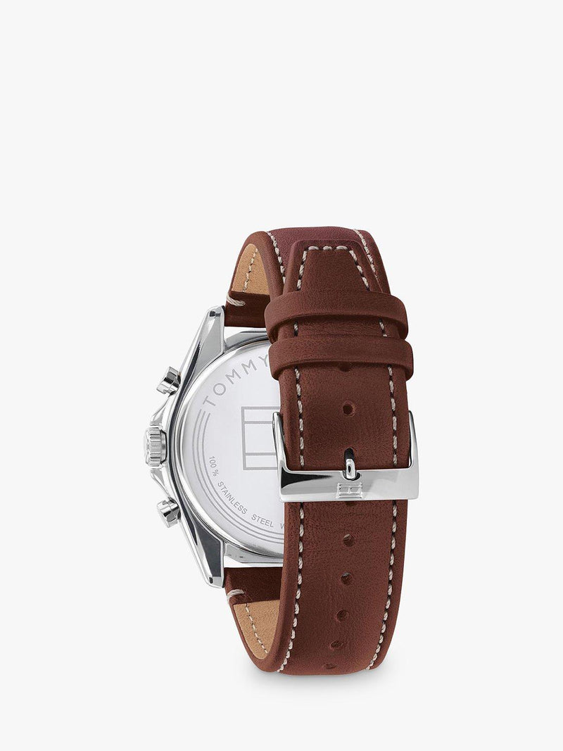 Tommy Hilfiger men's chronograph watch 44mm leather strap, imported from the UK