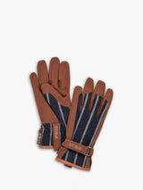 John Lewis Sophie Conran for Burgon & Ball Leather Trim Striped Gardening Gloves, Brown/Blue- Buy online at McGrocer