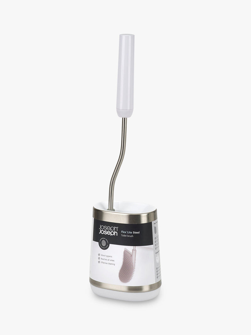 Joseph Joseph Flex Lite stainless steel toilet brush with flexible D-shaped head, UK version