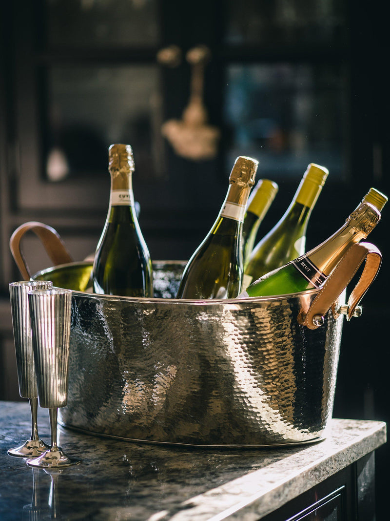 Culinary Concepts leather-handled champagne bath 6 bottle capacity, imported from the UK
