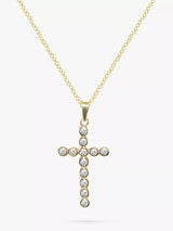 John Lewis E.W Adams 9ct Gold Diamond Cross Pendant Necklace- Buy online at McGrocer