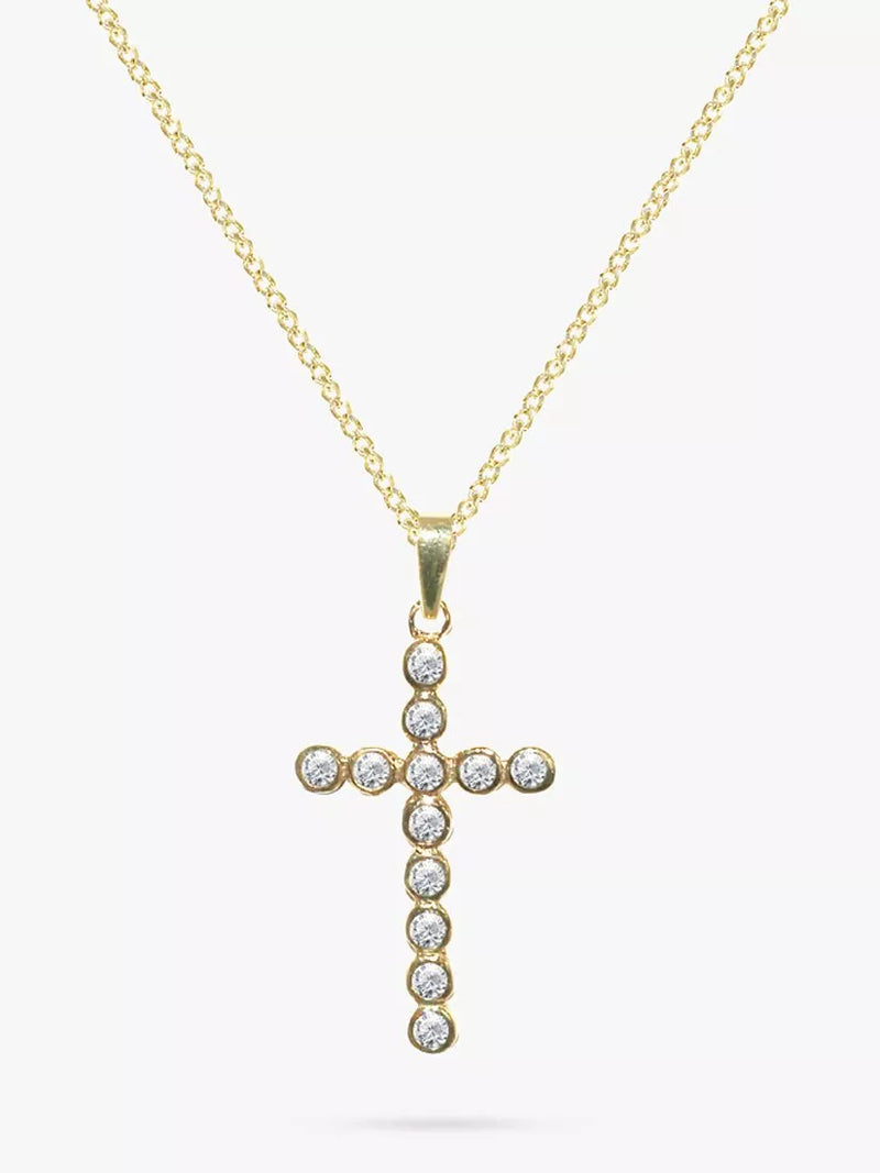 E.W Adams 9ct gold cross pendant with 12 diamonds, UK version