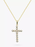 E.W Adams 9ct gold cross pendant with 12 diamonds, UK version