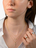 E.W Adams 9ct gold cross pendant with 12 diamonds, UK version