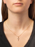 E.W Adams 9ct gold cross pendant with 12 diamonds, UK version
