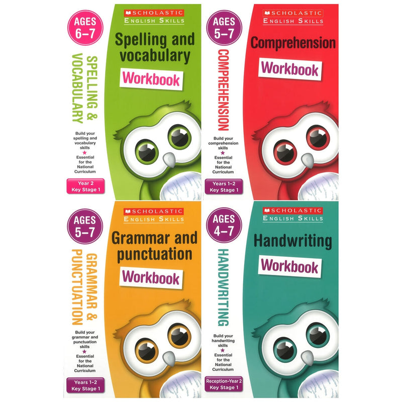 English skills 4 book pack for children ages 4-11 (British brand)
