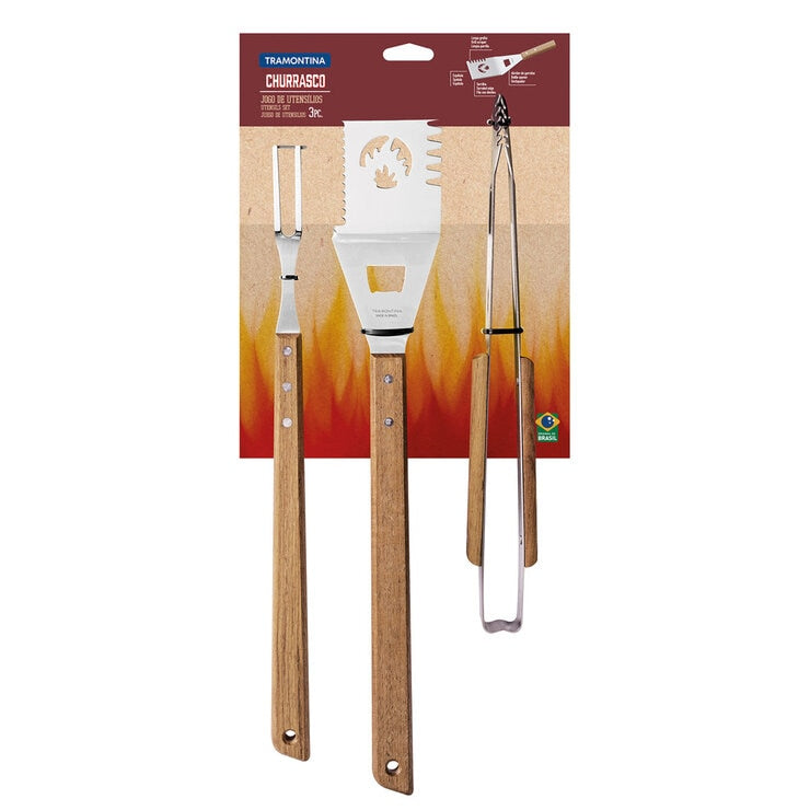 Tramontina 3-Piece BBQ Hardwood Tool Set - British product