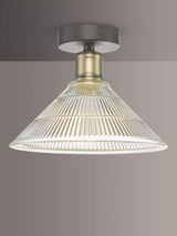 John Lewis Där Boyd Semi Flush Prismatic Glass Ceiling Light, Clear/Brass- Buy online at McGrocer