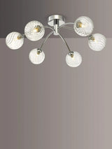 John Lewis Där Izzy Twisted Glass Large Semi Flush Ceiling Light, Clear/Polished Chrome- Buy online at McGrocer