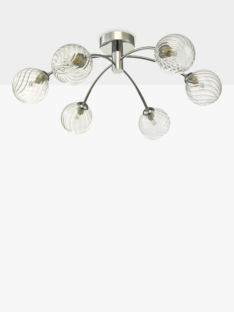 Där Izzy twisted glass ceiling light clear polished chrome - British product
