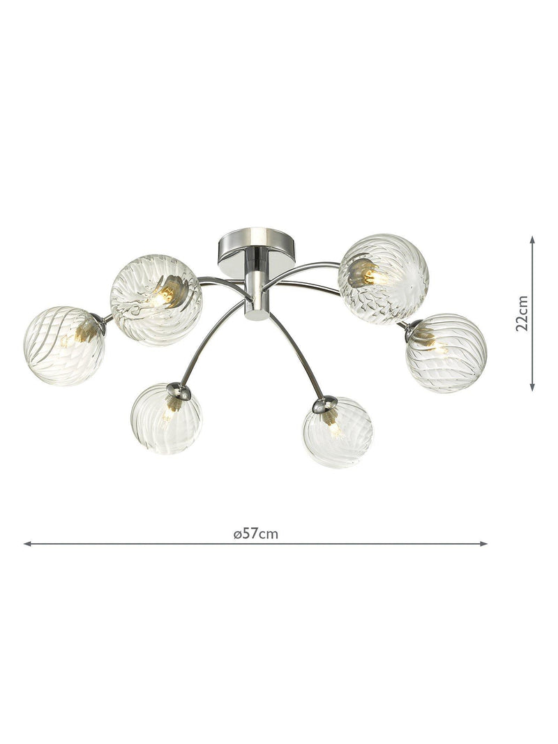 Där Izzy twisted glass ceiling light clear polished chrome - British product