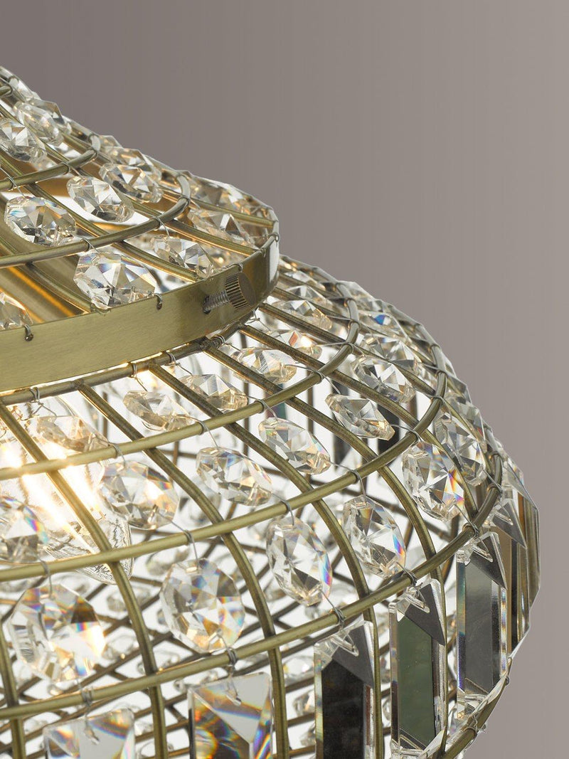 Där Asmara crystal ceiling light in antique brass - British product