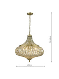 Där Asmara crystal ceiling light in antique brass - British product