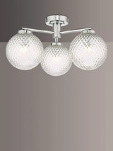 John Lewis Där Wayne Textured Glass Semi Flush Bathroom Ceiling Light in Clear/Polished Chrome- Buy online at McGrocer