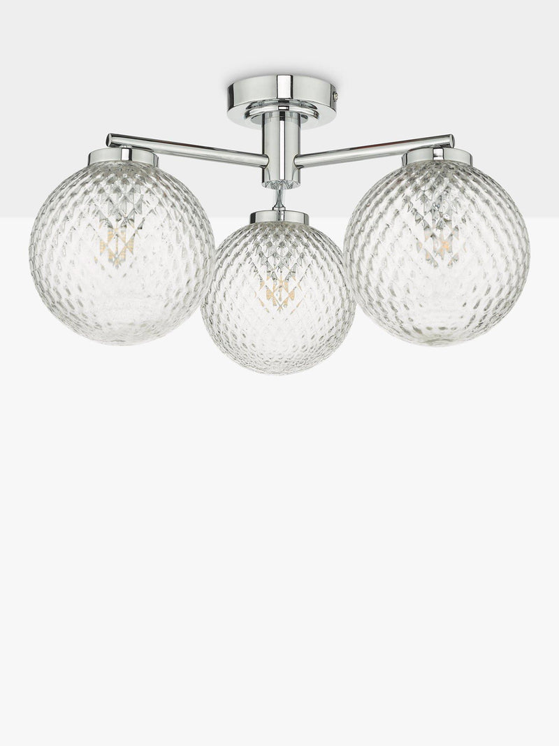 Där Wayne semi flush ceiling light polished chrome - British product