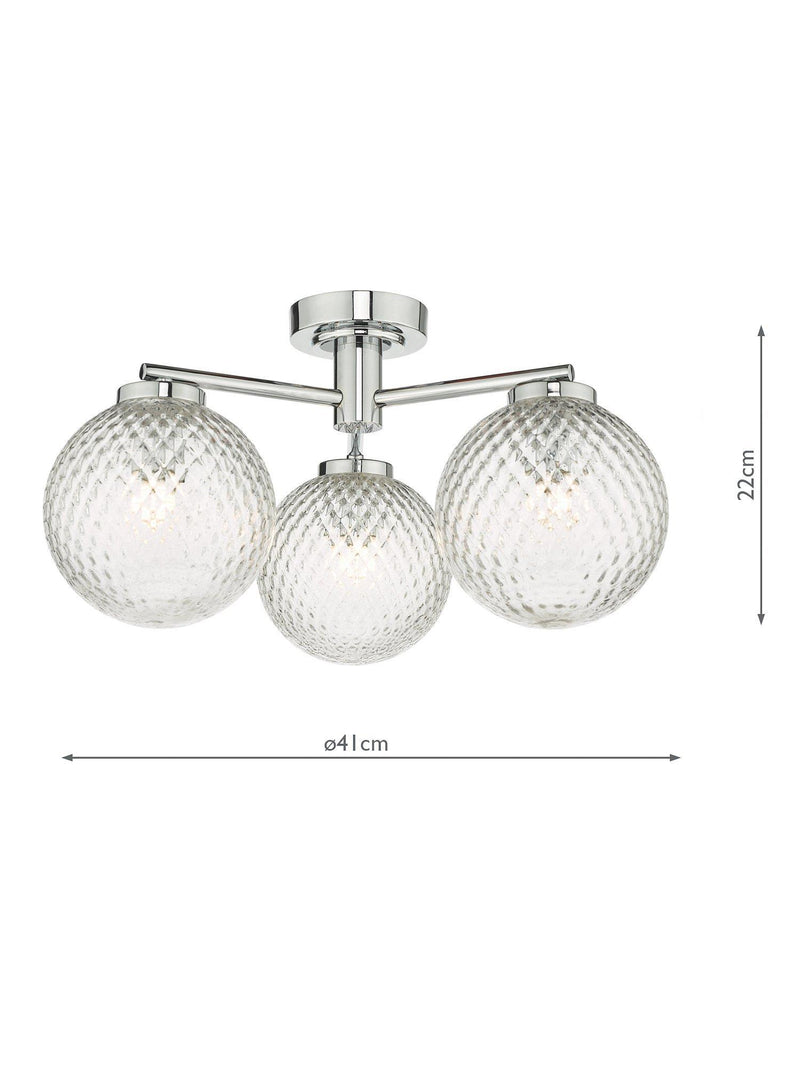 Där Wayne semi flush ceiling light polished chrome - British product