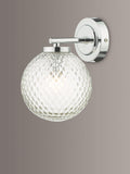 Där bathroom wall light with textured glass shade, polished chrome (British brand)