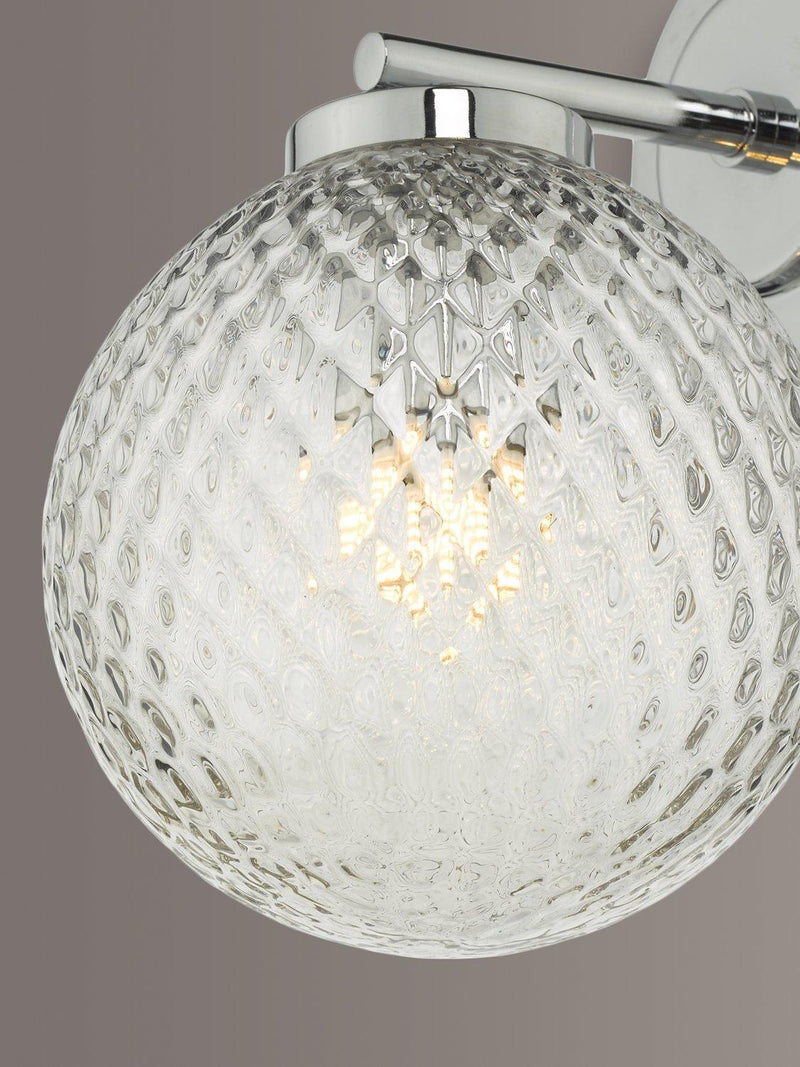 Där bathroom wall light with textured glass shade, polished chrome (British brand)