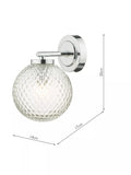 Där bathroom wall light with textured glass shade, polished chrome (British brand)