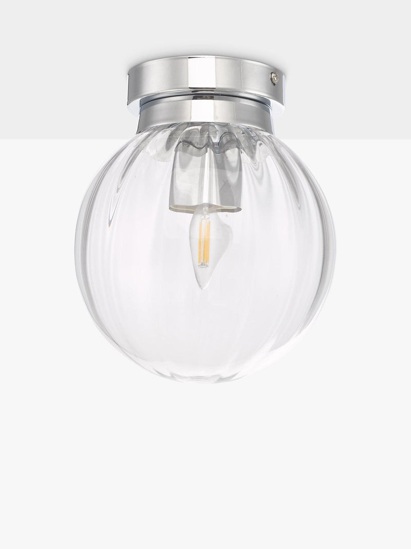 Där bathroom ceiling light clear polished chrome semi flush, UK version