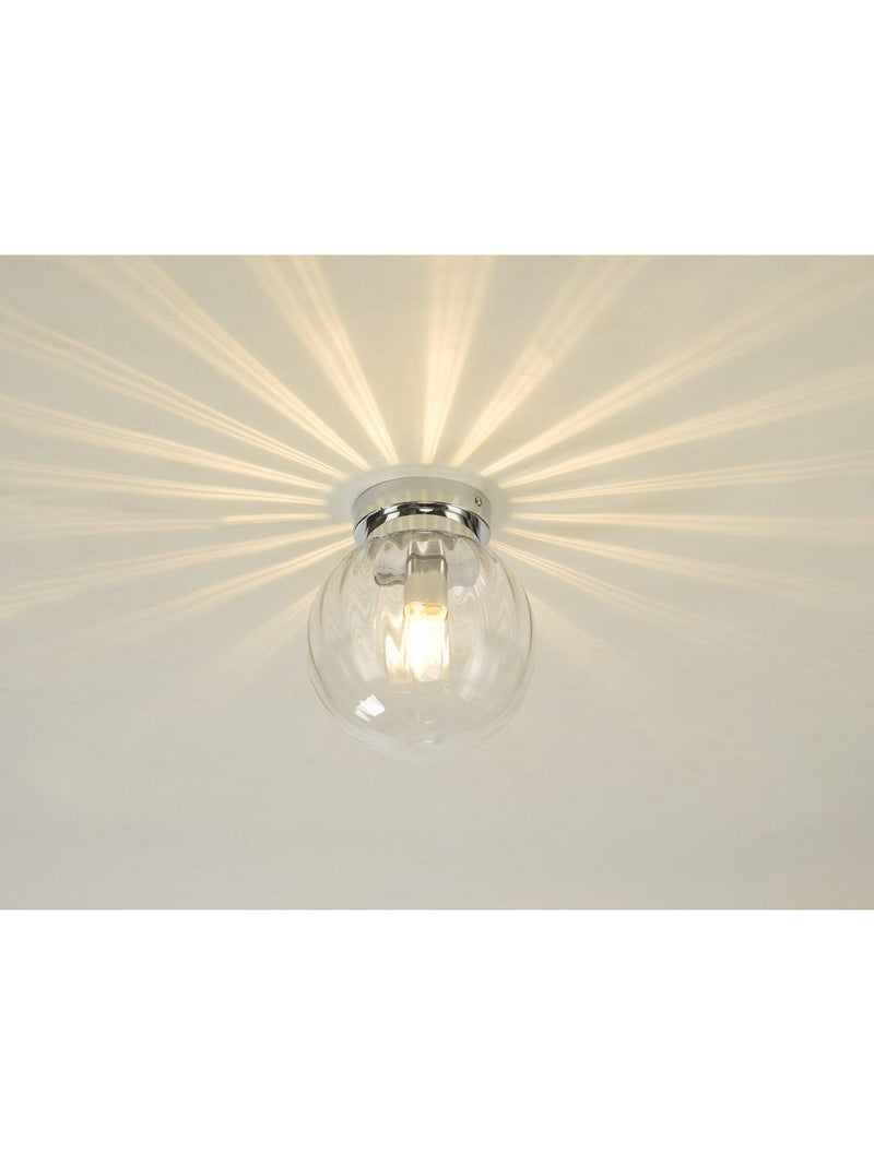 Där bathroom ceiling light clear polished chrome semi flush, UK version