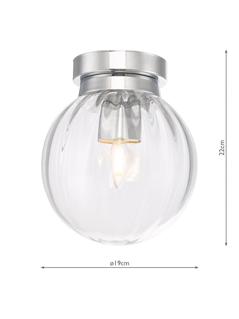 Där bathroom ceiling light clear polished chrome semi flush, UK version
