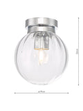 Där bathroom ceiling light clear polished chrome semi flush, UK version