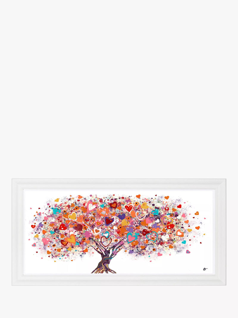 John Lewis framed print Tree of Hearts Pink/Multi 56x111cm - British product