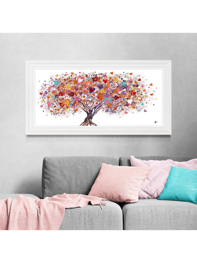 John Lewis framed print Tree of Hearts Pink/Multi 56x111cm - British product