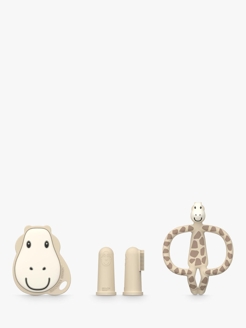 Matchstick Monkey giraffe teething set with finger toothbrush, imported from the UK