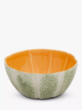 Bordallo Pinheiro melon-shaped earthenware cereal bowl in yellow and green, 15cm diameter - British product
