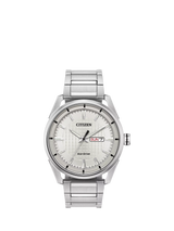 John Lewis Citizen AW0080-57A Men's Eco-Drive Day Date Bracelet Strap Watch, Silver/White- Buy online at McGrocer