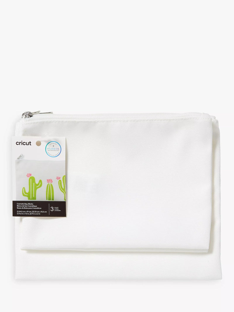 Cricut white canvas cosmetic bag blank, medium and large sizes, UK version