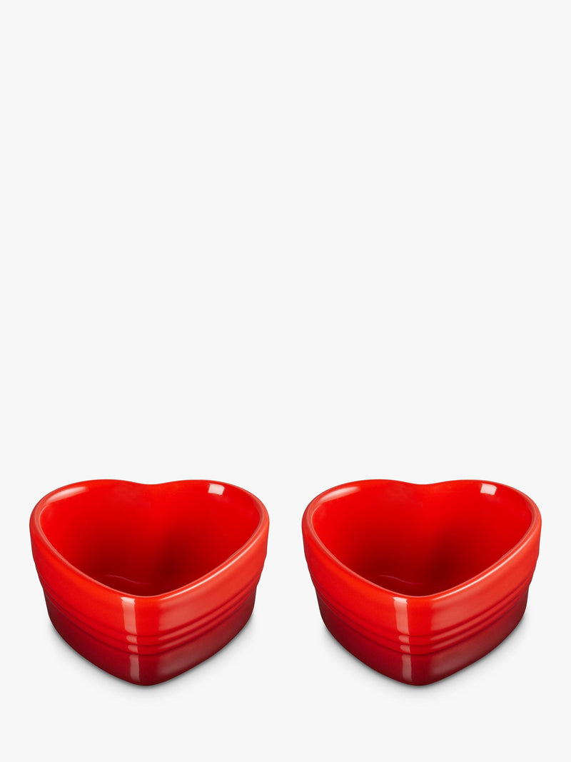Le Creuset heart ramekins set of 2, red, imported from the UK