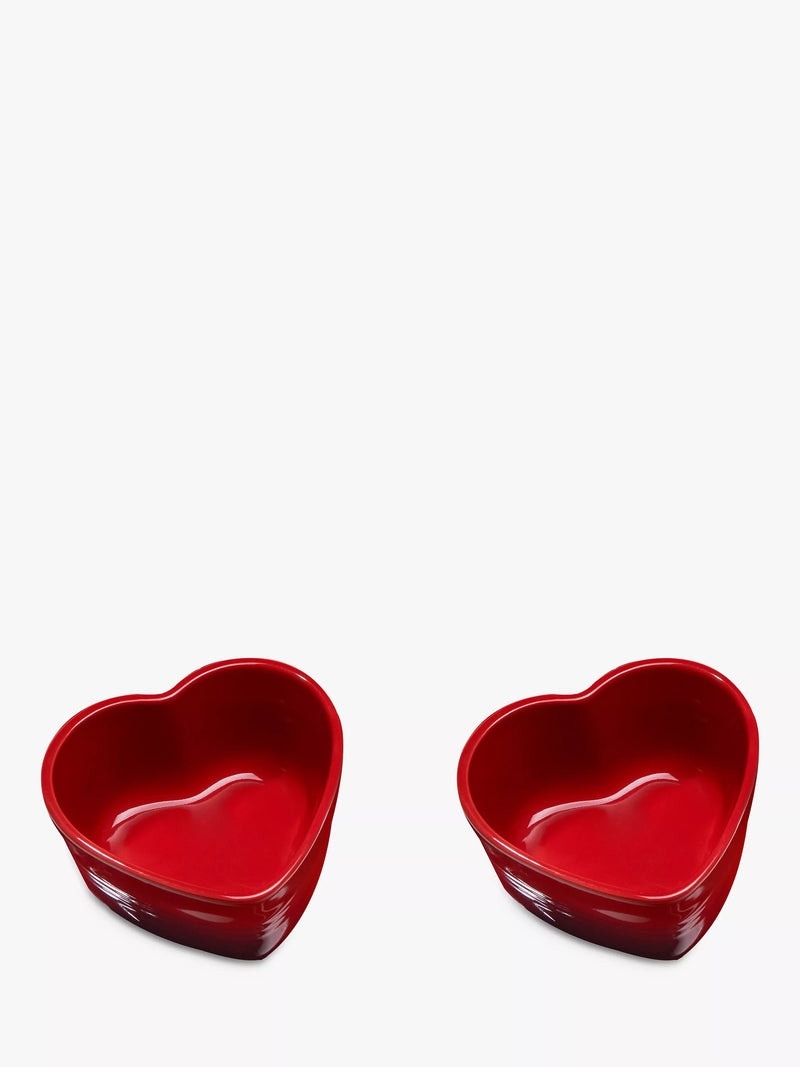 Le Creuset heart ramekins set of 2, red, imported from the UK