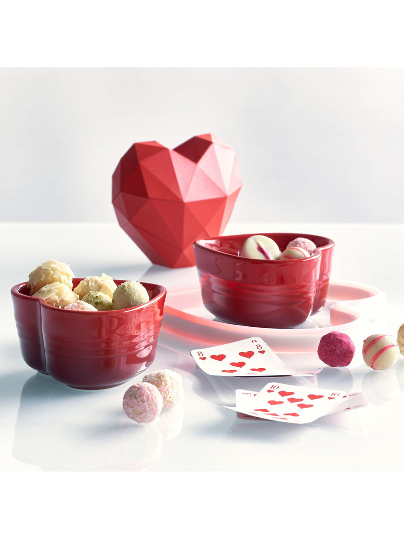 Le Creuset heart ramekins set of 2, red, imported from the UK