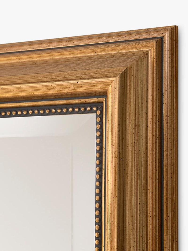 Yearn wall mirror ribbed beaded frame gold 94x69cm, UK version