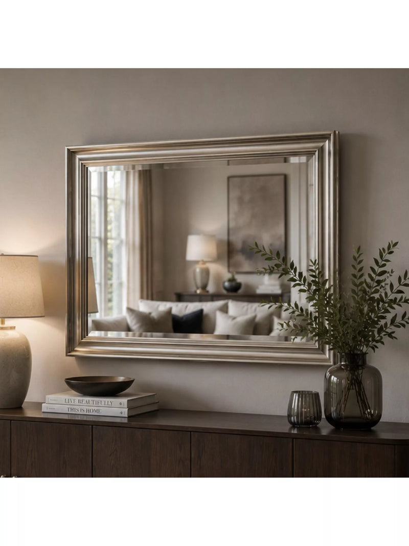Yearn ribbed rectangular wall mirror 69x94cm (British brand)