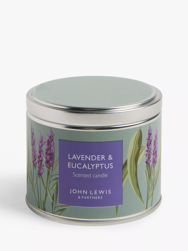 John Lewis lavender and eucalyptus scented candle in a tin, 225g, UK version